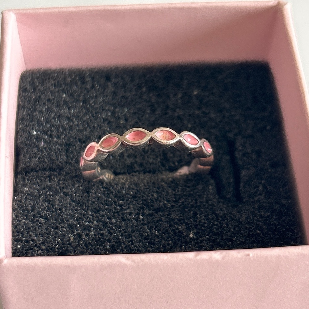 Pandora silver and pink ring